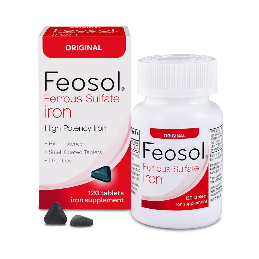 Feosol Original Ferrous Sulfate High Potency Iron 120 Veg Tablets,346017097122