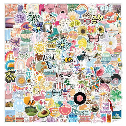 Eoaod 200Pcs Cute Water Bottle Stickers for Kids, Waterproof Vinyl Aesthetic Sticker Pack for Laptops, School, Skateboards & More
