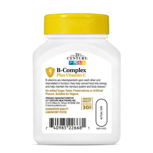 21st Century B-Complex Plus Vitamin C 100 Tablets