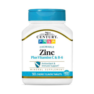 21st Century Zinc Plus Vitamin C & B6 Cherry Flavor 90 Chewable Tablets