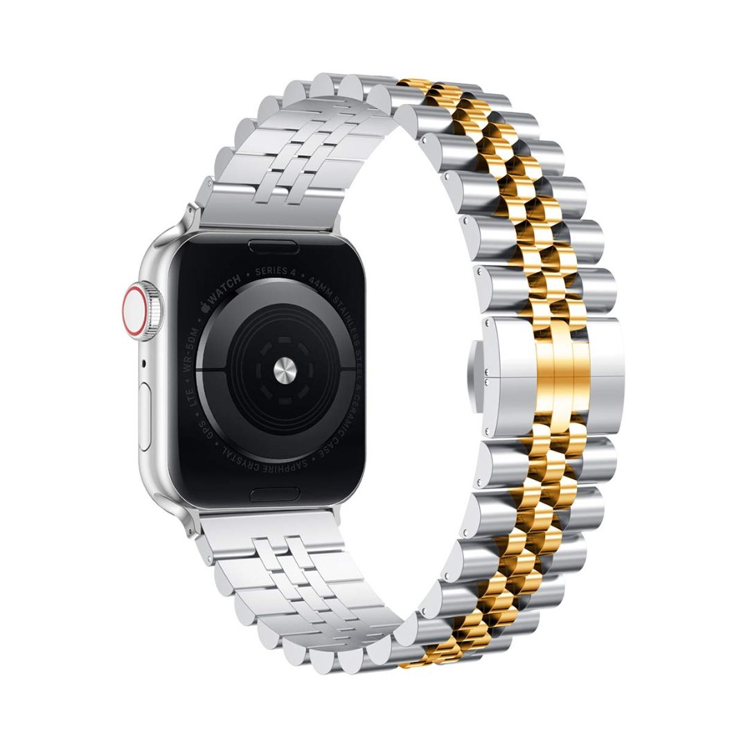 Baozai Stainless Steel Silver & Gold Watch Band,X002ASQXGV