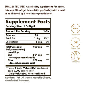 Solgar Triple Strength Omega 3 950mg EPA & DHA 100 Softgels