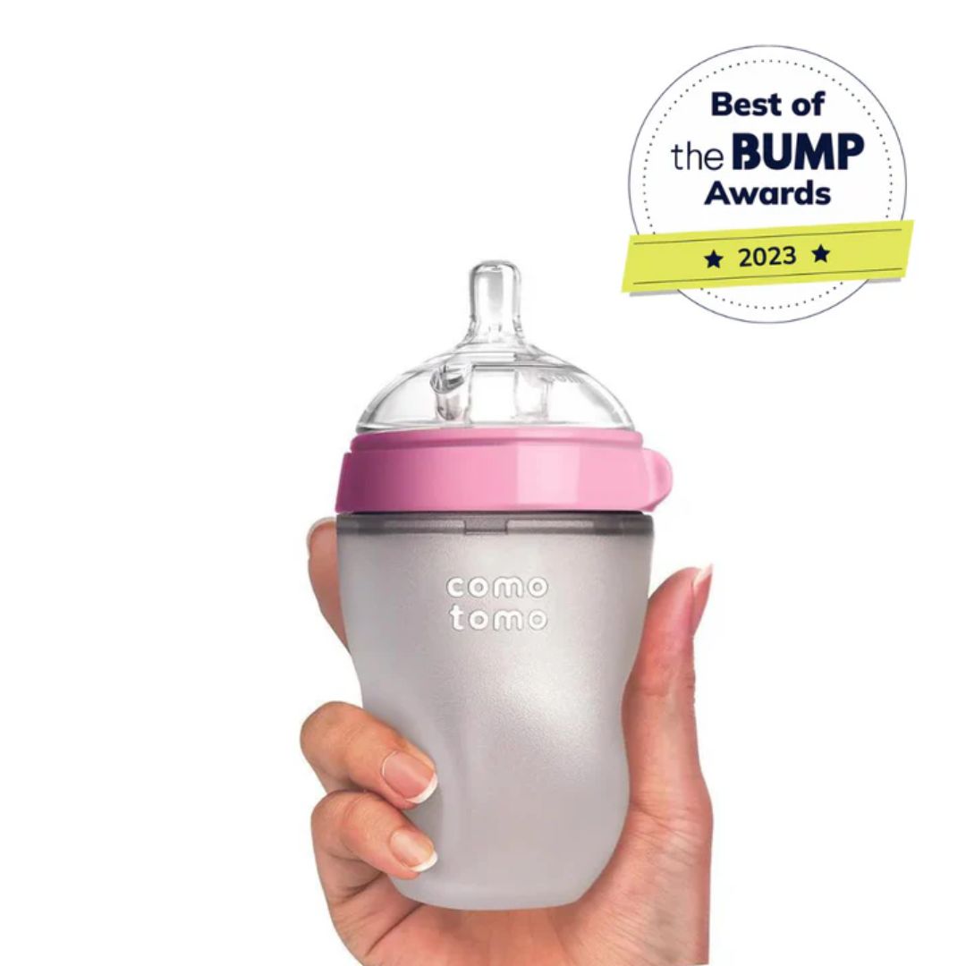 Comotomo Soft Hygienic Silicone Medium Flow Pink Baby Bottle (Pack Of 2) 250ml Each
