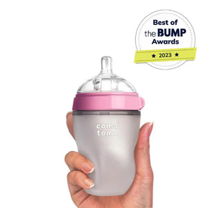 Comotomo Soft Hygienic Silicone Medium Flow Pink Baby Bottle (Pack Of 2) 250ml Each