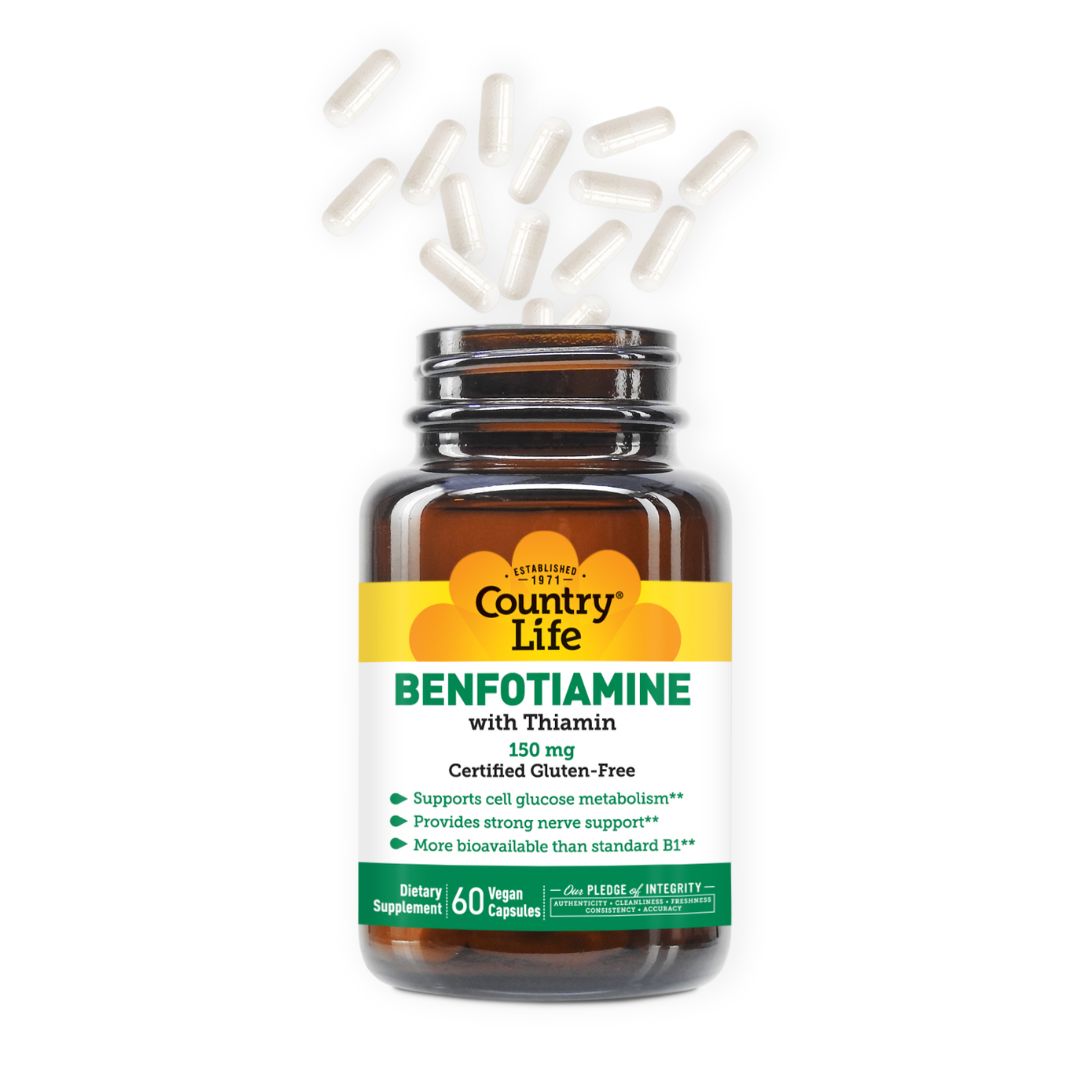 Country Life Benfotiamine Thiamin 150mg 60 Veg Capsules,015794060031