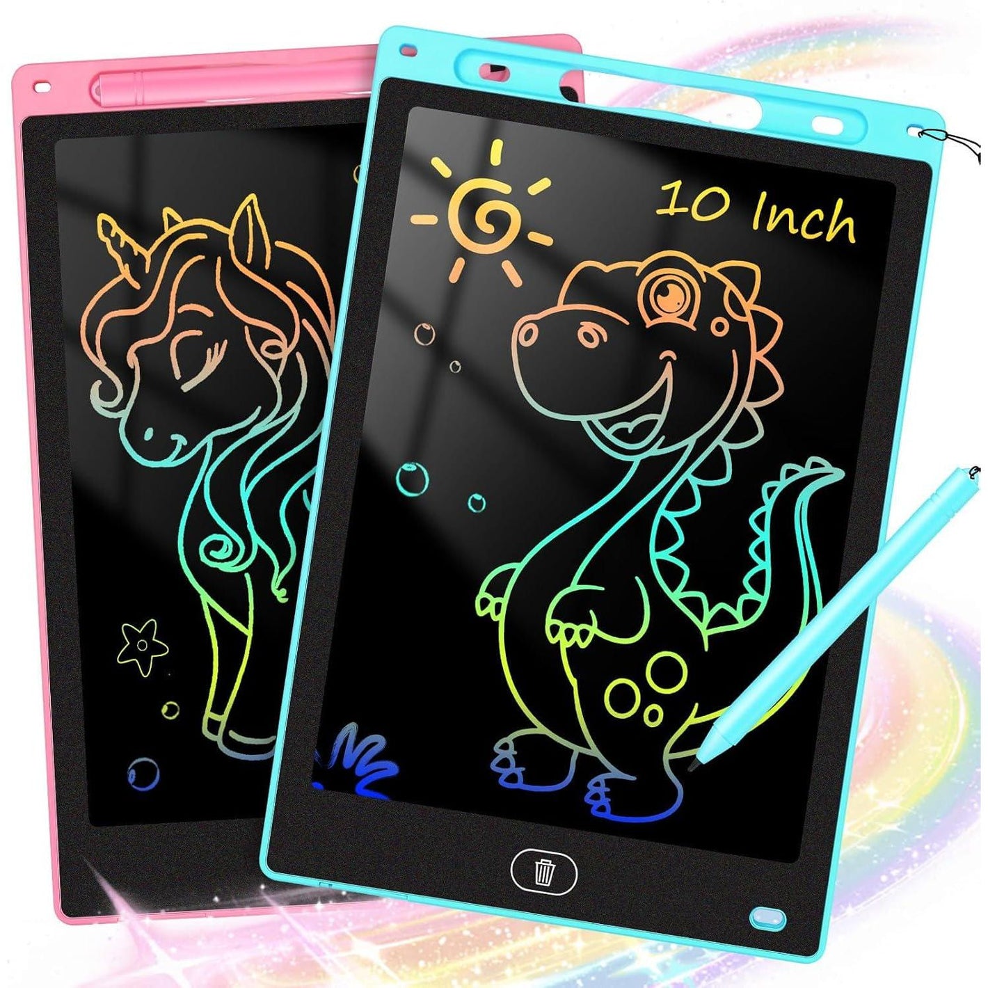 Ktebo 10 Inch LCD Writing Tablet for Kids Drawing and Doodling Toddler Travel Toys Christmas or Easter Basket Stuffers 2 Pack