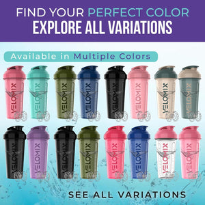 Velomix 2-Pack 28 oz Protein Shaker Bottles, Leak-Proof, with 2x Wire Whisk for Protein Mixes, Black & Transparent