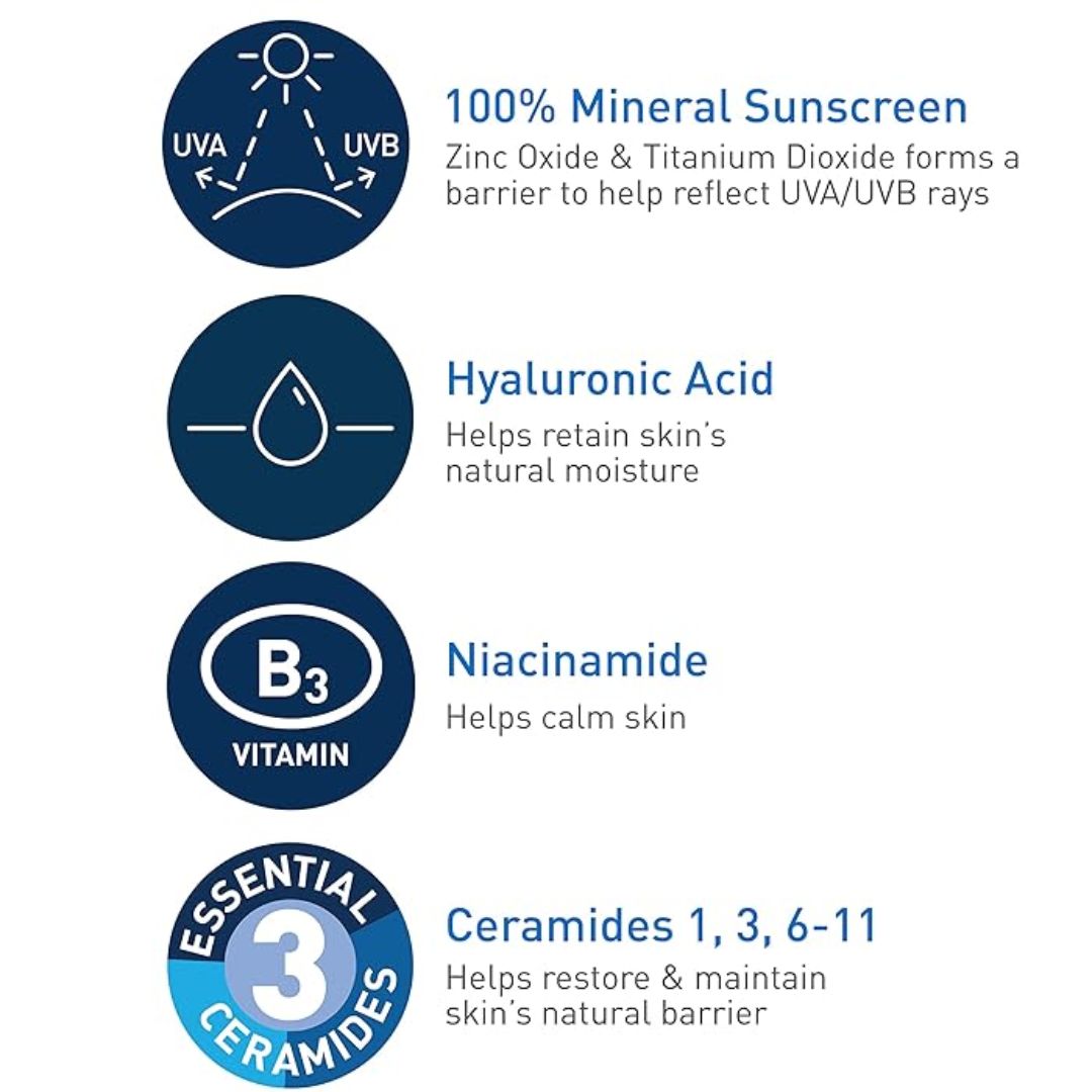 CeraVe SPF 30 Hydrating Mineral Face Sunscreen For Sensitive Skin 75ml,3606000515031