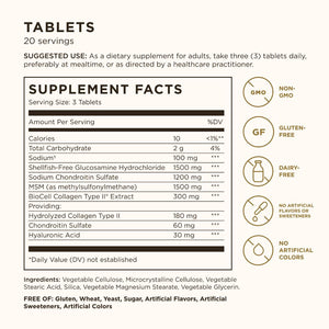Solgar Extra Strength Glucosamine Hyaluronic Acid Chondroitin MSM 60 Tablets