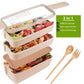 Iteryn Khaki Color Stackable Lunch Bento Box + Spoon & Fork 900ml