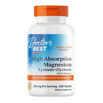 Doctor's Best High Absorption Magnesium Lysinate Glycinate 200mg Tablets