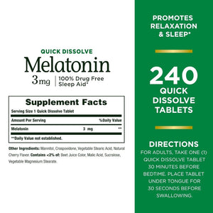 Nature's Bounty Melatonin 3mg 240 Tablets