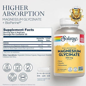 Solaray Magnesium Glycinate 350mg 120 Veg Capsules,X0032HX6BT