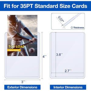 Sooez Topload Card Holders, 32 Count, 3"x4", 35pt Hard Plastic Sleeves for Baseball & Trading Cards, Rigid Protector Case
