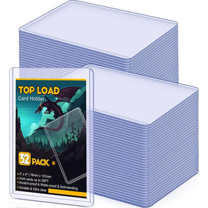 Sooez Topload Card Holders, 32 Count, 3"x4", 35pt Hard Plastic Sleeves for Baseball & Trading Cards, Rigid Protector Case