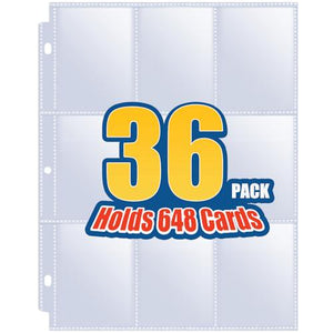 Sooez 9 Pocket Trading Card Sleeves 36 Pack for 3 Ring Binders Baseball Sports YuGiOh MTG Storage