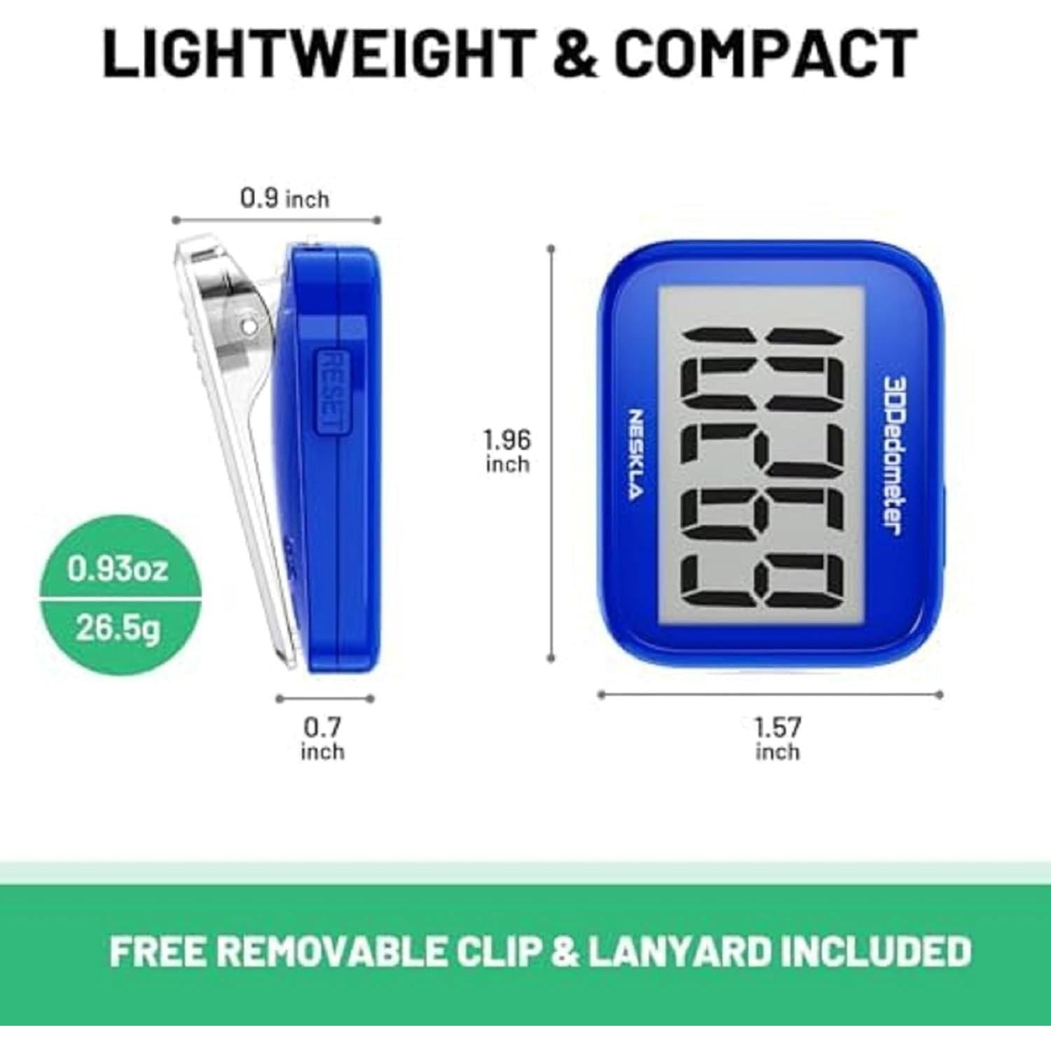 3D Pedometer For Walking, Simple Step Counter For Walking With Large Digital Display, Step Tracker With Removable Clip Lanyard, Accurately Track Steps For Men Women Kids Adults Seniors,‎763971084867