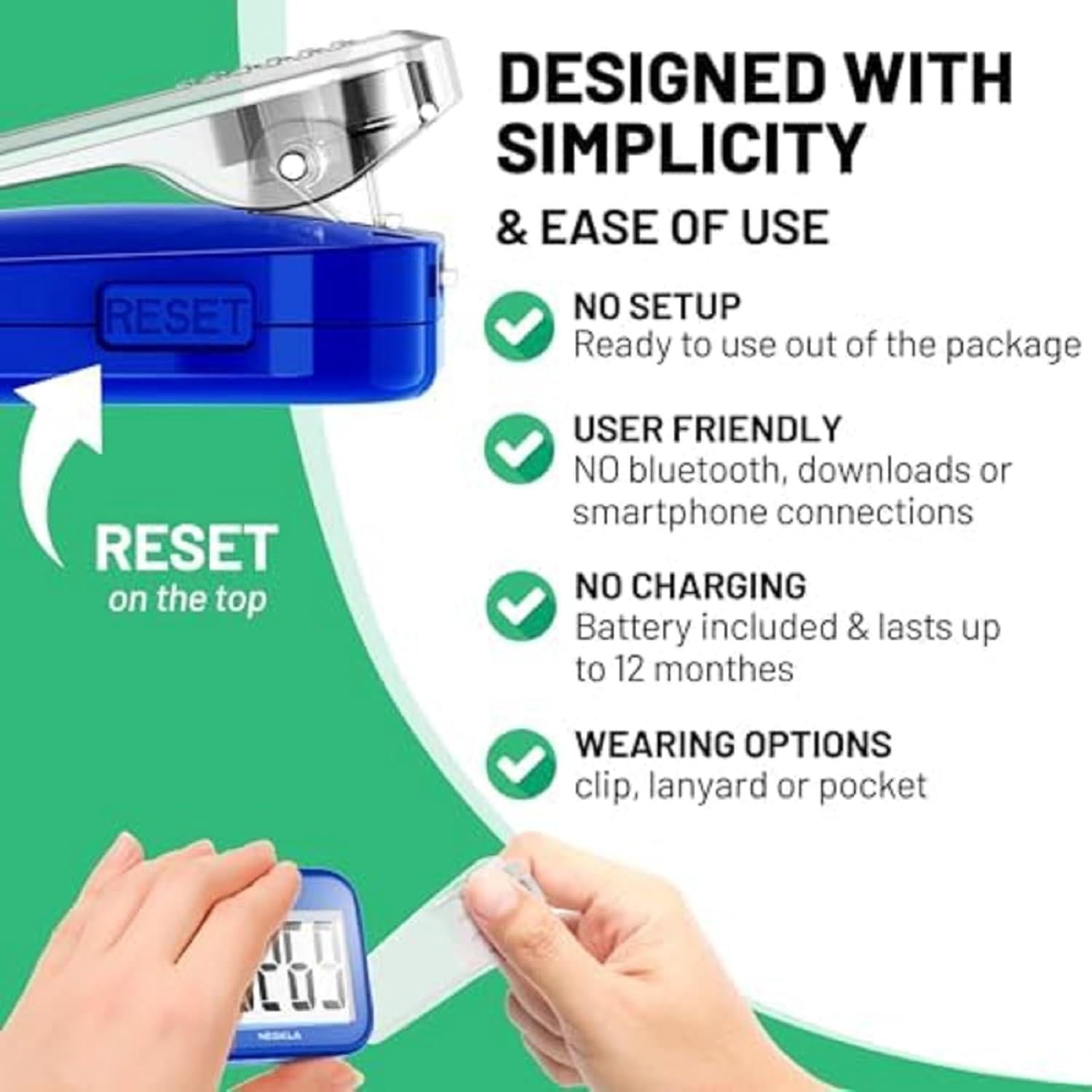 3D Pedometer For Walking, Simple Step Counter For Walking With Large Digital Display, Step Tracker With Removable Clip Lanyard, Accurately Track Steps For Men Women Kids Adults Seniors,‎763971084867