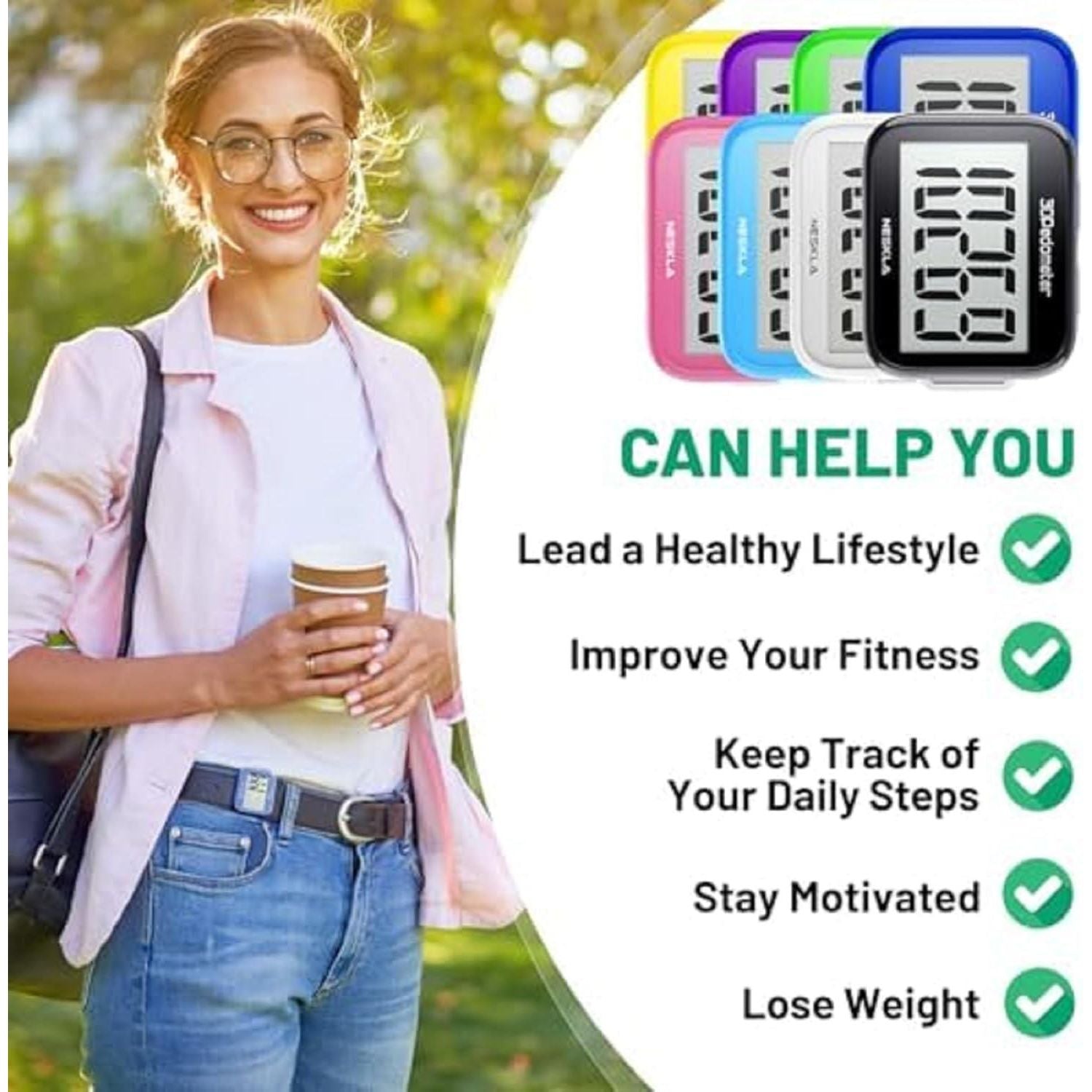 3D Pedometer For Walking, Simple Step Counter For Walking With Large Digital Display, Step Tracker With Removable Clip Lanyard, Accurately Track Steps For Men Women Kids Adults Seniors,‎763971084867