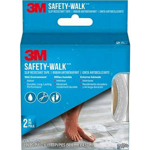 3M Safety Walk Tape, 1 Roll, 2in x 15ft, Clear Anti-Slip Adhesive Strip for Wet Areas, Durable, Easy to Apply