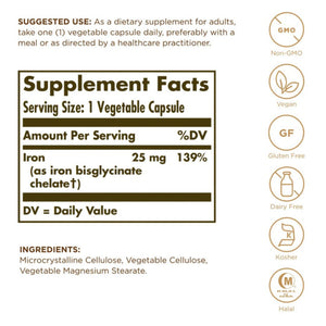 Solgar Gentle Iron 25mg 180 Veg Capsules