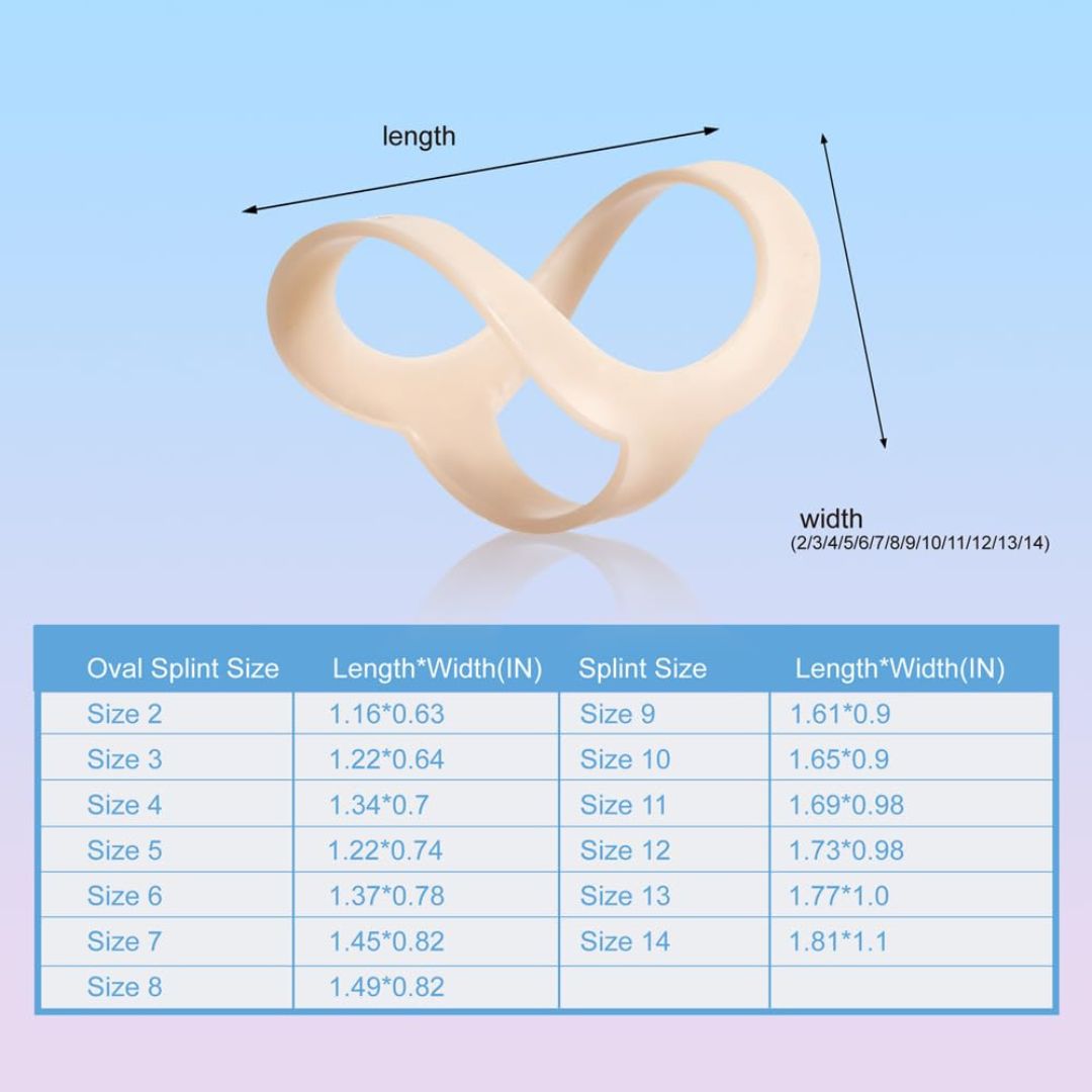 UAKIKAU Plastic Large Size Oval Finger Splint 8 Count (5,6,7,8,9,10,11,12)