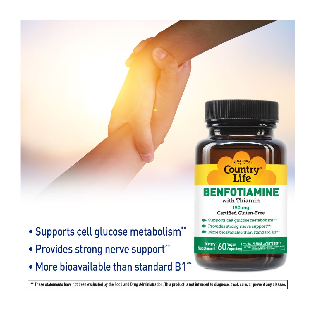 Country Life Benfotiamine Thiamin 150mg 60 Veg Capsules,015794060031