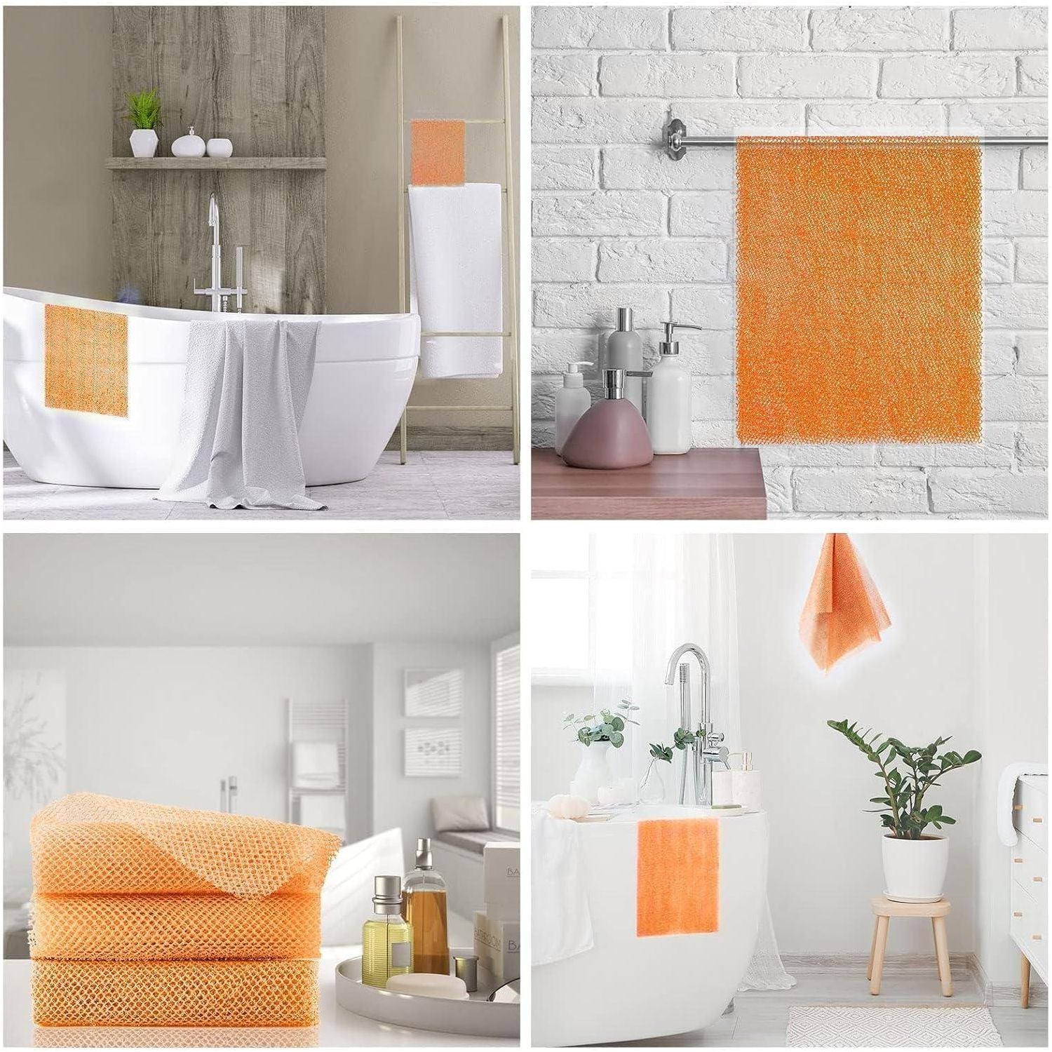 3 Pieces African Bath Sponge African Net Long Net Bath Sponge Exfoliating Shower Body Scrubber Back Scrubber Skin Smoother,Great For Daily Use (Yellow,Yellow,Yellow),