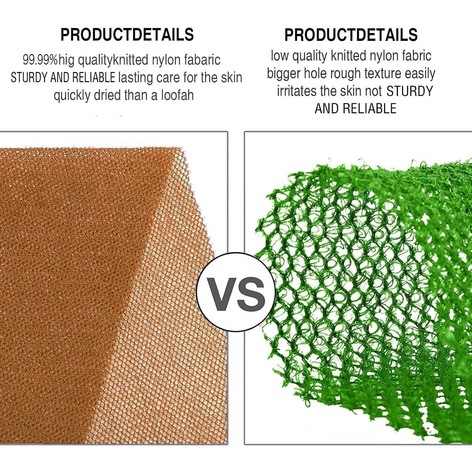 3 Pieces African Bath Sponge African Net Long Net Bath Sponge Exfoliating Shower Body Scrubber Back Scrubber Skin Smoother,Great For Daily Use (Brown, Blue, Purple),