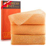 3 Pieces African Bath Sponge African Net Long Net Bath Sponge Exfoliating Shower Body Scrubber Back Scrubber Skin Smoother,Great For Daily Use (Yellow,Yellow,Yellow),