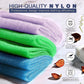 3 Pieces African Exfoliating Net African Net Long Net Bath Sponge Exfoliating Shower Body Scrubber Back Scrubber Skin Smoother,Great For Daily Use (Purple, Blue, Green),