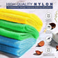 3 Pieces African Exfoliating Net African Net Long Net Bath Sponge Exfoliating Shower Body Scrubber Back Scrubber Skin Smoother,Great For Daily Use (Yellow, Green, Blue),