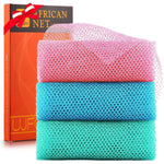 3 Pieces Long African Bath Sponge Exfoliating Body Scrubber Back Scrubber Skin Smoother,Great For Daily Use (Pink, Blue, Green),
