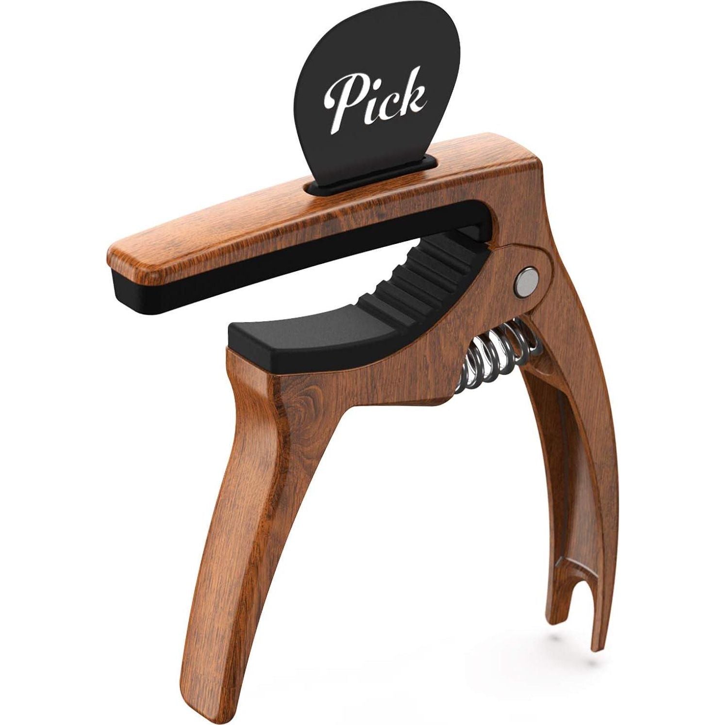 3in1 Guitar Capo For Acoustic And Electric Guitars(with Pick Holder And 4Picks),Ukulele,Guitar Accessories(Wood),