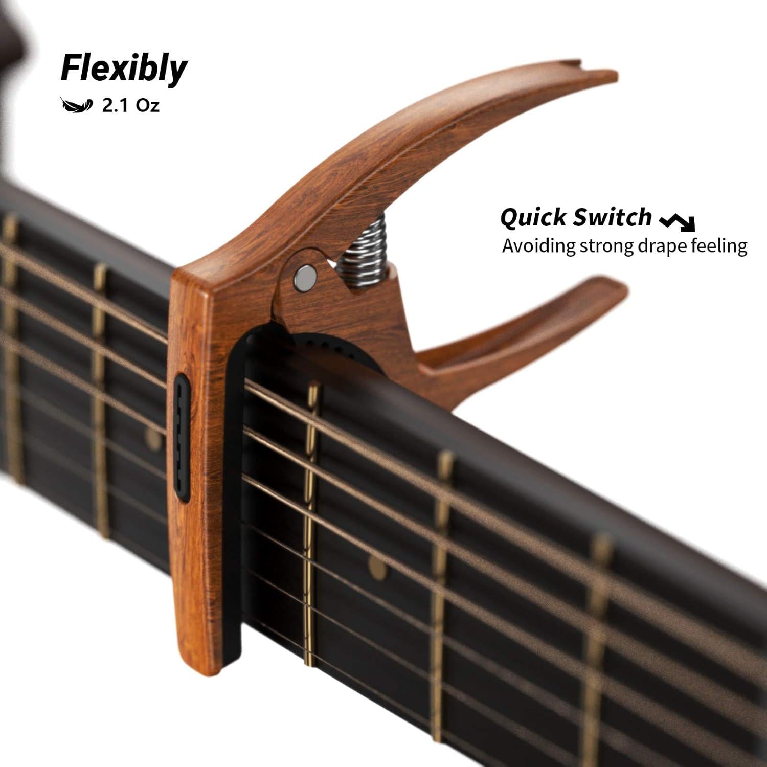 3in1 Guitar Capo For Acoustic And Electric Guitars(with Pick Holder And 4Picks),Ukulele,Guitar Accessories(Wood),