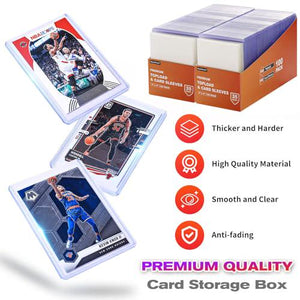 ARJIEKWEI 400 Card Protectors Set 200 Sleeves and 200 Top Loaders 3x4 Inch Hard Plastic Card Holders for Sports Trading Cards