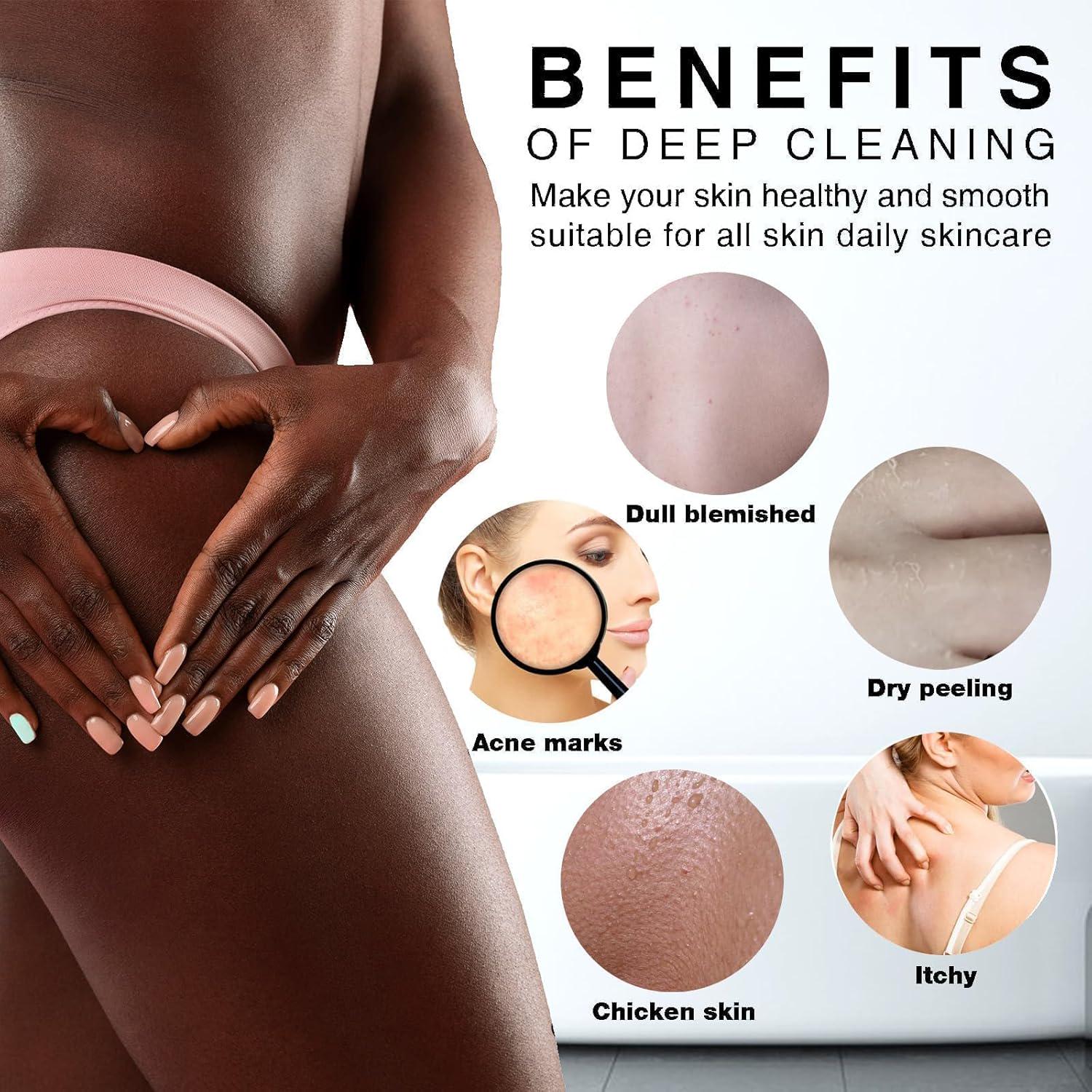 4 Pieces African Exfoliating Net African Net Long Net Bath Sponge Exfoliating Shower Body Scrubber Back Scrubber Skin Smoother,Great For Daily Use (Purple, Blue, Green, White),