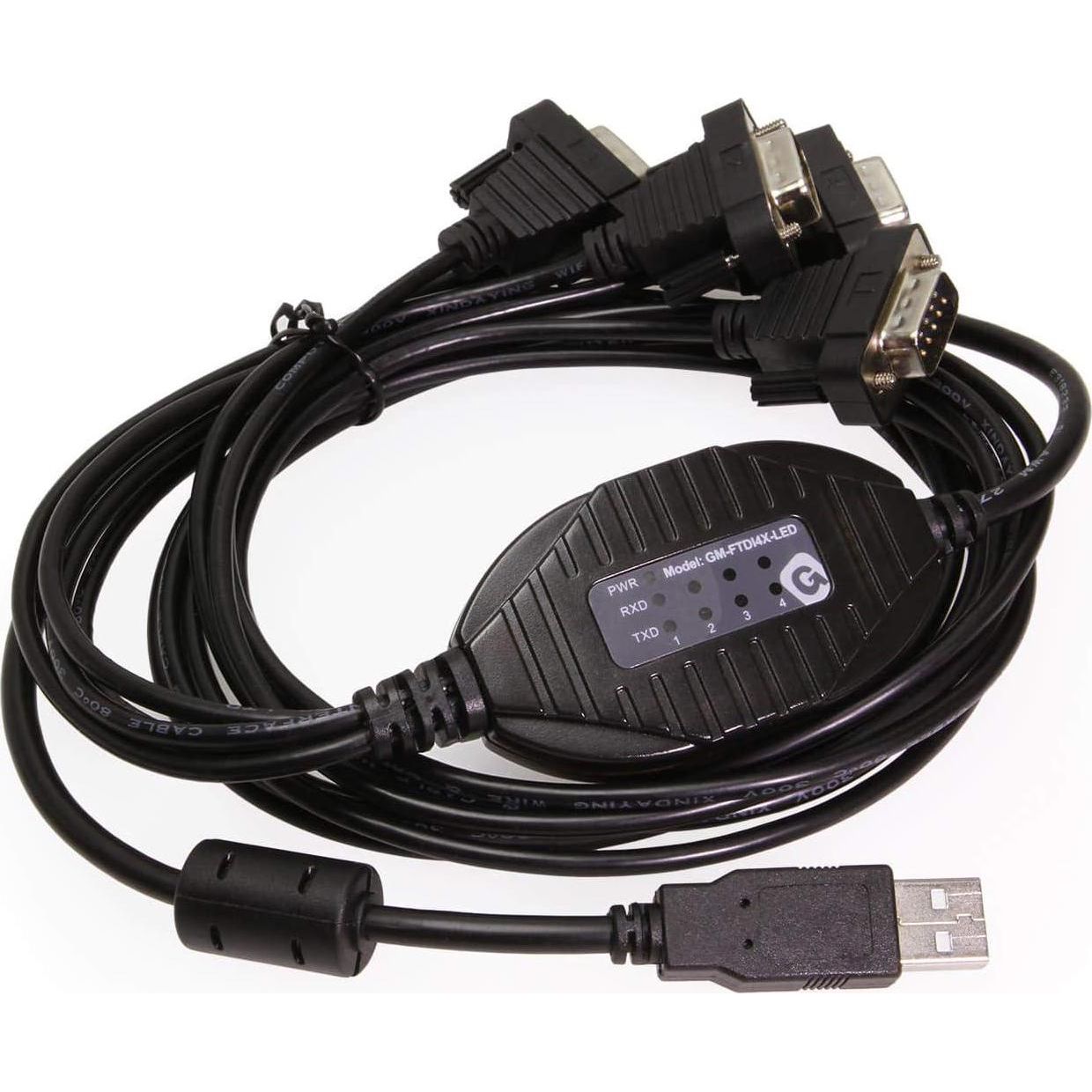 4 Port RS232 To USB FTDI Chip Adapter W/RX And TX Status LED,