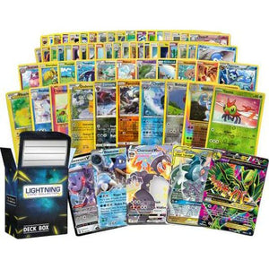 Pokemon Card Bundle 50 Cards Plus 1 Ultra Rare Legendary Card with LCC Deck Storage Box