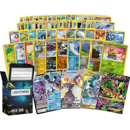 Pokemon Card Bundle 50 Cards Plus 1 Ultra Rare Legendary Card with LCC Deck Storage Box