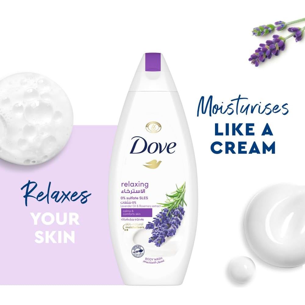 Dove Relaxing Lavender Oil & Rosemary Body Wash 500ml,8710908881541,
