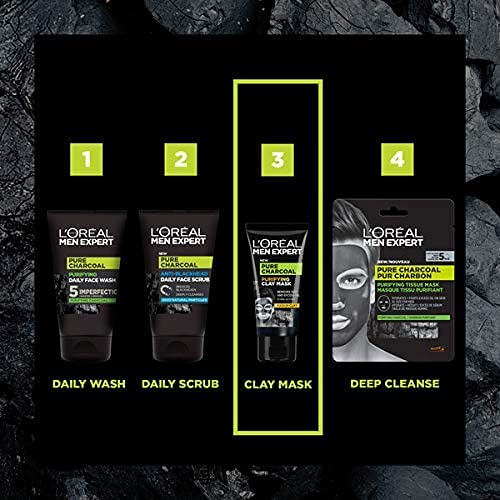 L'Oreal Paris Men Expert Pure Charcoal Kaolin Clay Purifying Clay Mask 50ml,3600523713707