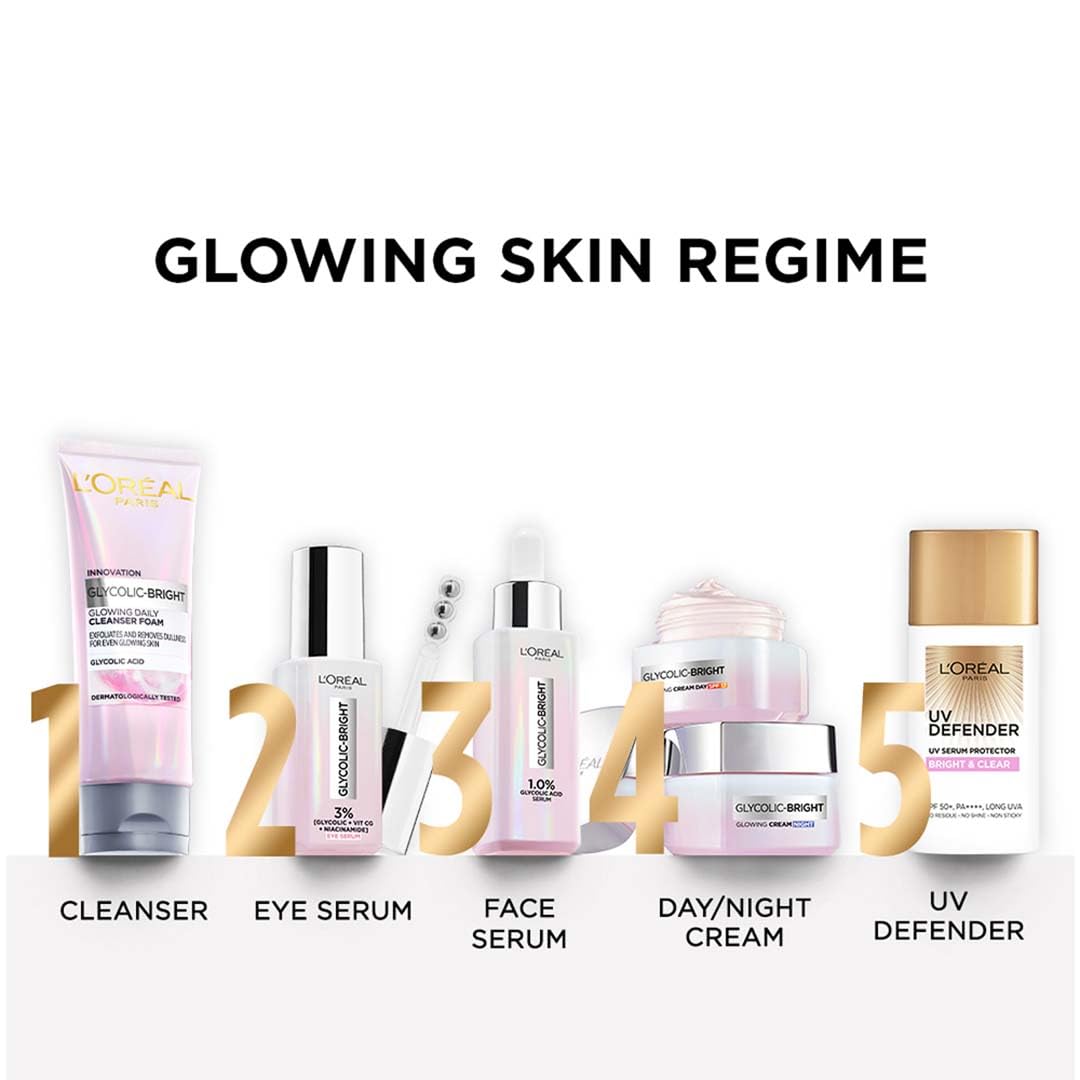 L'Oreal Paris Glycolic-Bright SPF 17 Glowing Day Cream 50ml,8994993016525,