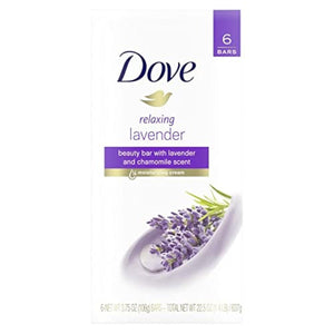 Dove Beauty Bar Relaxing Lavender & Chamomile Soap (Pack Of 6) 106g Each