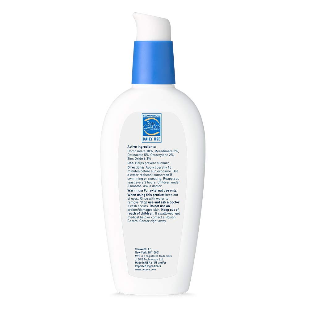 CeraVe Am SPF 30 Sunscreen Facial Moisturizing Lotion 89ml back ingredients uses 