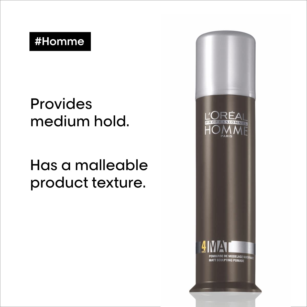 L'Oreal Paris Professionnel Homme Mat Force No.4 Hair Styling Pomade 80ml,3474630242784,