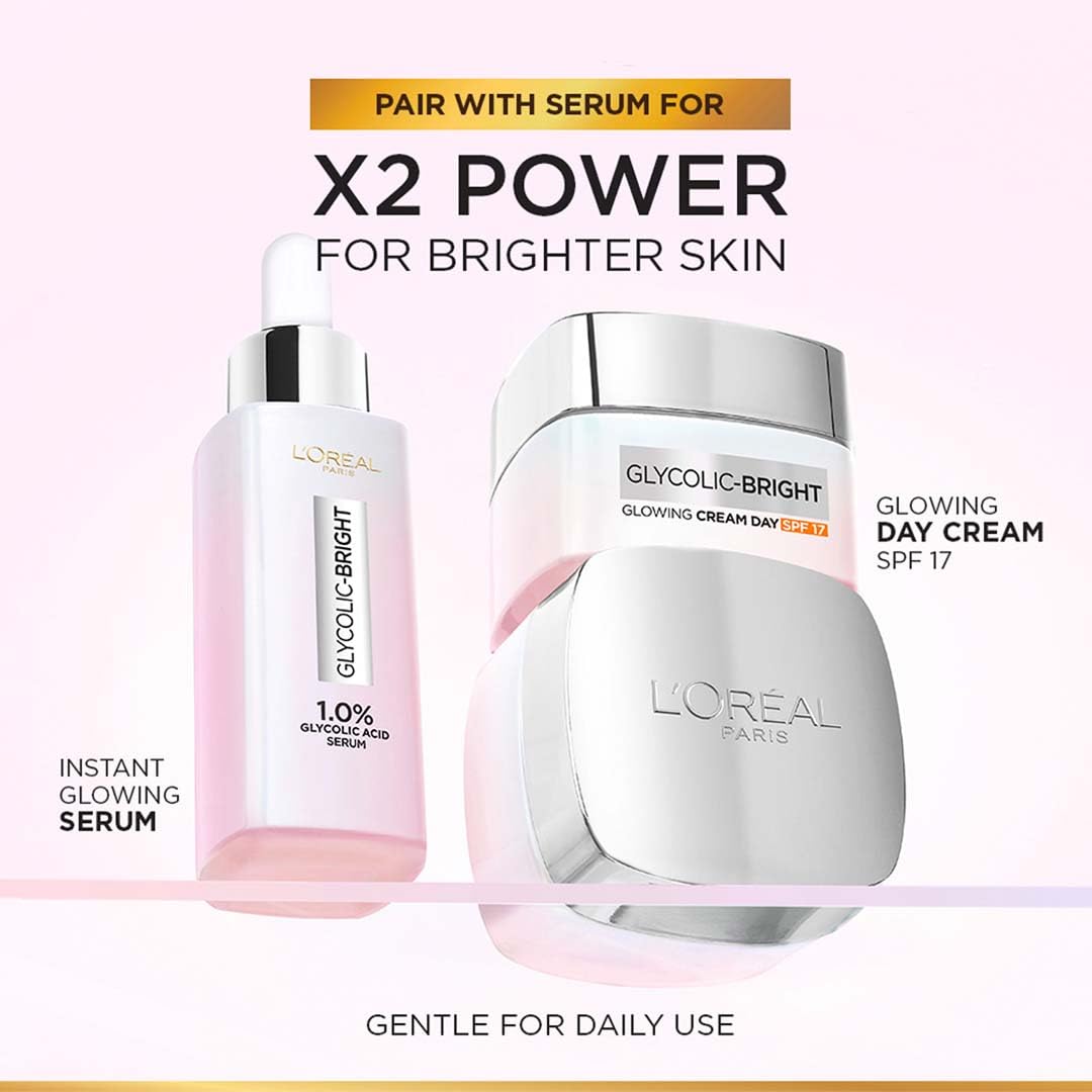L'Oreal Paris Glycolic-Bright SPF 17 Glowing Day Cream 50ml,8994993016525,