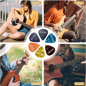 Bajaao 0.46mm, 0.71mm & 0.96mm Celluloid Guitar Picks 6 Count