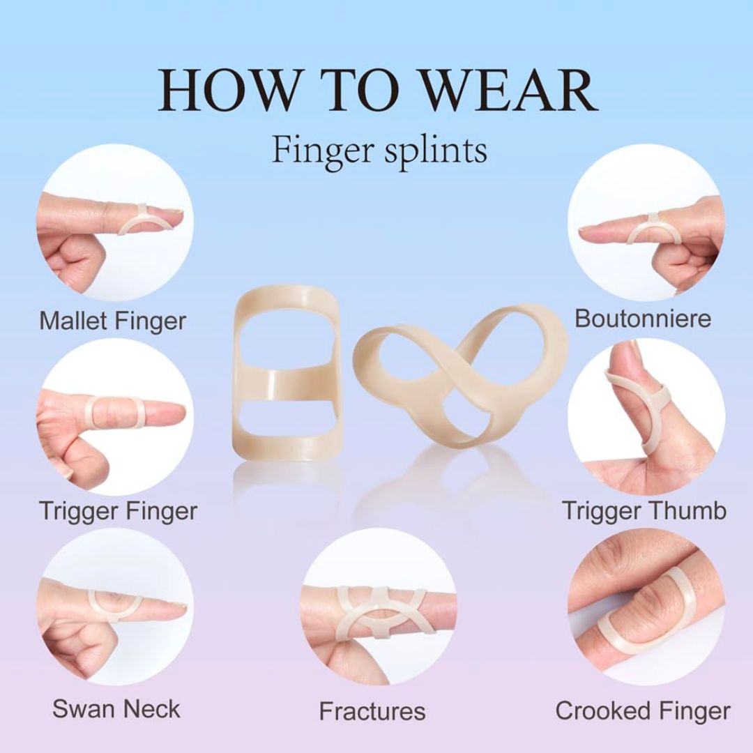 UAKIKAU Plastic Large Size Oval Finger Splint 8 Count (5,6,7,8,9,10,11,12)