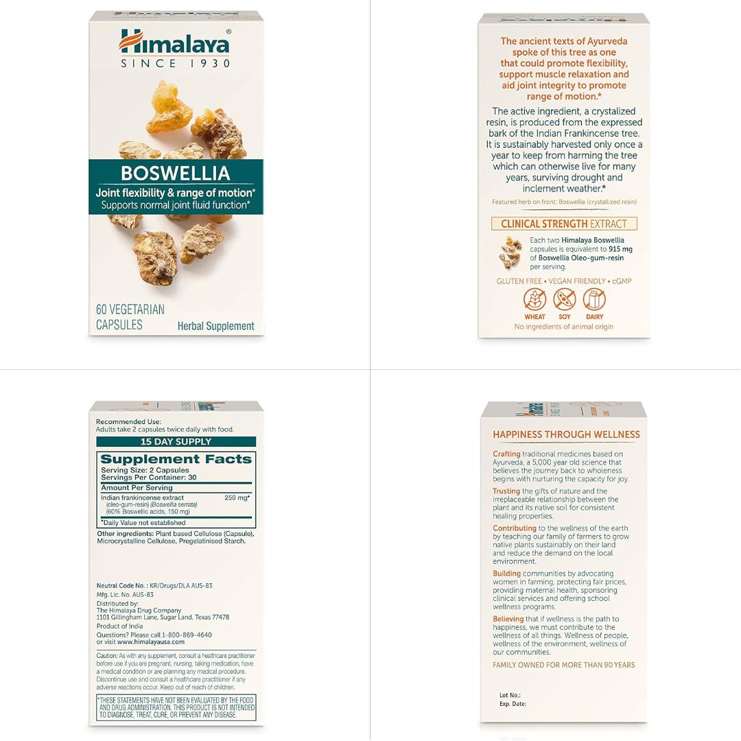 Himalaya Boswellia For Joint Flexibility & Range Of Motion 60 Veg Capsules